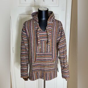 Molina Mexican Baja Hoodie Hippie Surf Poncho Sweater Size Medium  Multicolor‍‍‍